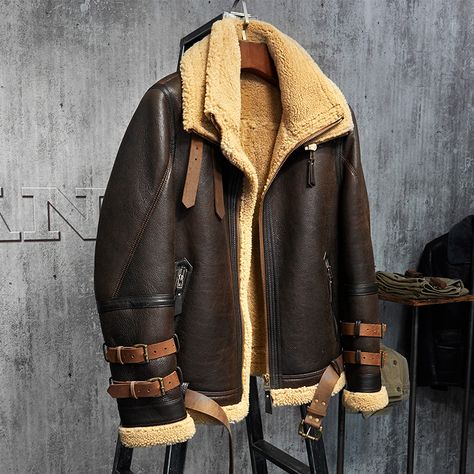 Find More Genuine Leather Coats Information about Mens Shearling Jacket B3 Flight Jacket Imported Wool From Australia Short Leather Jacket Mans Fur Coat,High Quality Genuine Leather Coats from Denny&Dora Store on Aliexpress.com Aviator Leather Jacket, Short Leather Jacket, Leather Coats, Pilot Jacket, Sheepskin Jacket, Aviator Jackets, Flight Jacket, Shearling Coat, Shearling Jacket