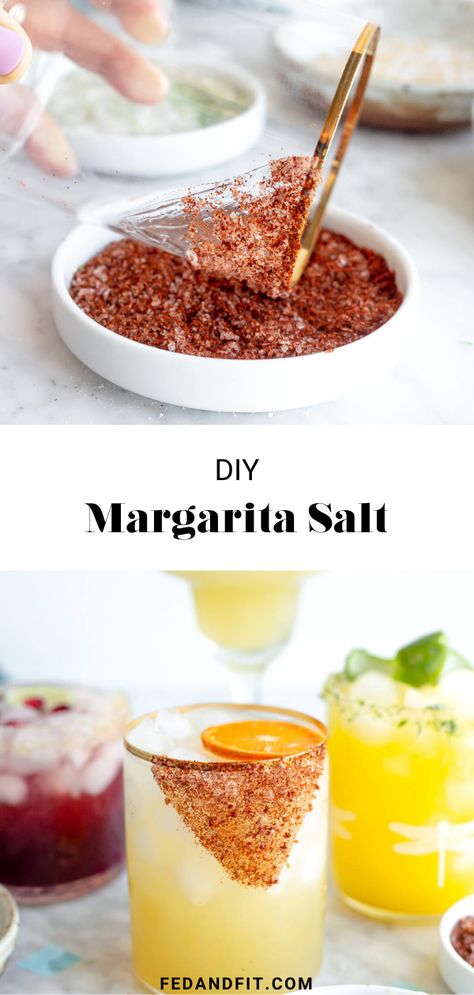 Creative Margaritas, Margarita Rimmer Recipe, Margarita Flavors, Rim Salt Recipe, Chili Salt Rim Recipe, Diy Margarita Mix Recipes, Salty Margarita, Margarita Garnish Ideas, Margarita Rimmer