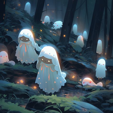 Cute Ghost Aesthetic, Magic Background, Creative Drawing Prompts, Creative Drawing, Environment Concept Art, Fantasy Games, Character Design References, Cute Ghost, Creature Art