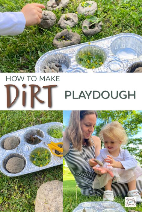 DIRT Playdough Recipe Homemade Mud Kitchen, Mud Kitchen Recipes, Mud Kitchen Activities, Toddler Backyard, Cook Playdough Recipe, No Cook Playdough, Mud Play, Cooked Playdough, Playful Art