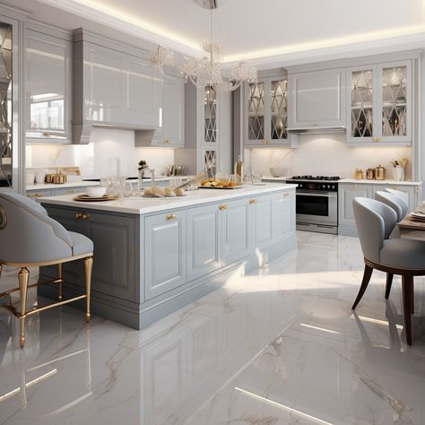 Cafehailee - Beautiful kitchen 🥰😍 Classic Cabinets Kitchen, Neo Classical Interior Design, Neo Classic Kitchen, Classical Kitchen, Classic Kitchen Design, Neoclassical Interior, Dream Kitchens Design, Kitchen Interior Design Modern, Kitchen Design Plans