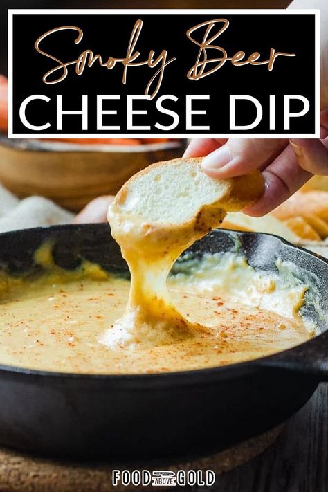 Use this beer cheese dip recipe as a complement to soft pretzels, sausages, or with tortilla chips. This game day favorite is super easy with just and can be as smoky as you want. Beer cheese dip is the ultimate game day appetizer. Made with extra sharp white cheddar cheese, garlic, and your favorite beer, the combination is a super bowl hit. Most people serve it with pretzels, but for today’s recipe, I’m using some delicious seared sausage slices. | @foodabovegold #easybeercheesedip #beercheese Smoker Beer Cheese Dip, Beer Cheese Sliders, Spicy Beer Cheese Dip, Smoked Beer Cheese Dip, Mellow Mushroom Beer Cheese Dip, Skillet Beer Cheese Dip, Irish Beer Cheese Dip, Smoked Beer Cheese, Beer Cheese Dip For Pretzels