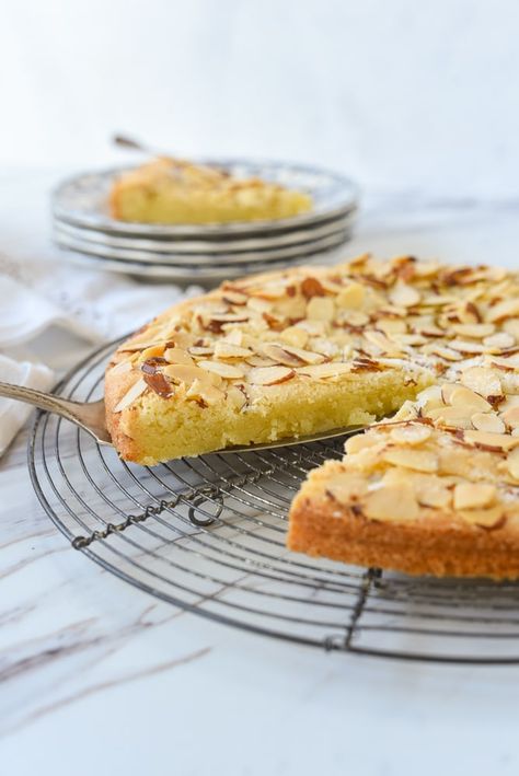 This Almond Torte has the perfect combination of an inside of sweet, chewy goodness and a topping of  sweet, crunchy, almonds.  This torte is perfect as a brunch/breakfast treat or dessert or anytime! Italian Almond Torte Cake, Portuguese Almond Tart, Swedish Almond Tart, Solo Almond Cake And Pastry Filling Recipes, Easter Tarts, Almond Torte Cake, Almond Torte Recipe, Easy Almond Cake, Almond Dessert Recipes