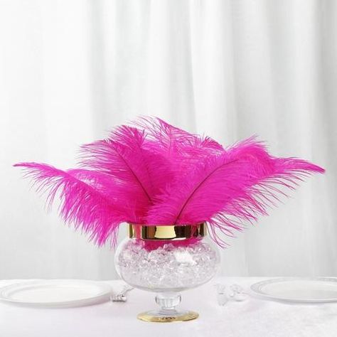 5 Unusual Accessories to Make a Colorful Splash Feathers Centerpieces, Centerpiece Filler, Feathers Diy, Ostrich Feather Centerpieces, Wedding Party Centerpieces, Eiffel Tower Vases, Diy Centerpiece, Tower Vase, Feather Centerpieces