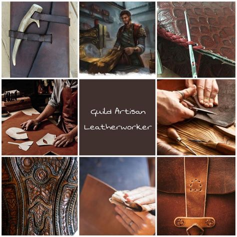 leatherworkers, skinners, tanners Leatherworking Aesthetic, Leatherwork Aesthetic, Tanner Aesthetic, Reese Core, Dnd Backgrounds, Moodboard Inspo, Roll Play, Fantasy Aesthetic, Game Board