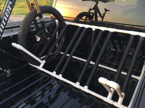 Pick up truck bike racks? | Page 8 | Mountain Bike Reviews Forum Bicycle Rack Design, Pvc Bike Racks, Ice Fishing Shanty, Truck Bed Bike Rack, Overlanding Gear, Truck Bike Rack, Diy Bike Rack, Truck Crafts, Bicycle Diy