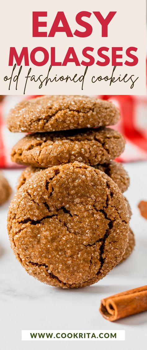 OLD FASHIONED MOLASSES COOKIES Old Fashioned Molasses Cookies, Soft Molasses Cookies, Molasses Recipes, Chewy Molasses Cookies, Molasses Cookies Recipe, Ginger Molasses Cookies, Molasses Cookies, Ginger Cookies, Xmas Cookies