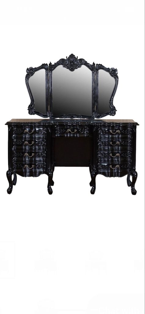 No bedroom would be complete with this gorgeous unique dresser. Goth Dresser, Gothic Dresser, Goth Furniture, Medieval Goth, Unique Dresser, Dresser, Bedroom Decor, Bedroom, Furniture