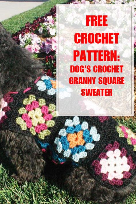 Granny Square Dog Coat Pattern, Crochet Granny Square Dog Sweater Free Pattern, Crochet Dog Vest Free Pattern, Granny Square Dog Coat, Crochet Dog Jacket Free Pattern, Pet Sweaters Crochet, Granny Square Crochet Dog Sweater, Crochet Pet Projects, Crochet Dog Patterns Clothes