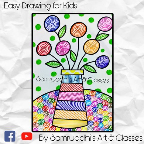 Drawing Ideas For 3rd Grade, Random Scribbling With Crayons, Drawing For Class 4th, Pattern Art For Kids, Basic Drawing For Kids, Line Art Projects, Line Art Lesson, معرض فني, Easy Art For Kids