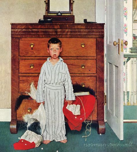 Rockwell Paints an Unexpected Christmas Discovery | The Saturday Evening Post Norman Rockwell Poster, Norman Rockwell Prints, Norman Rockwell Christmas, Saturday Evening Post Covers, Norman Rockwell Art, Rockwell Paintings, Norman Rockwell Paintings, Gil Elvgren, Willem De Kooning