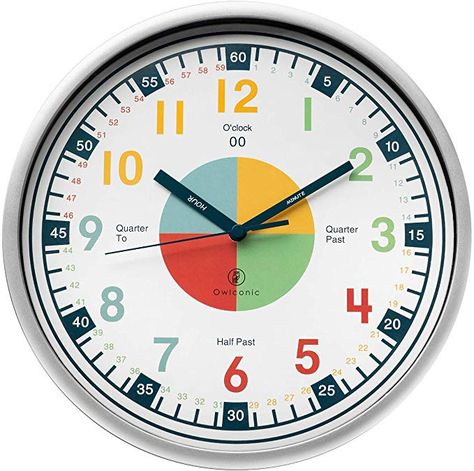 AmazonSmile: Telling Time Teaching Clock. Kids Room, Playroom Décor Analog Silent Wall Clock. Great Visual Learning Clock Time Resource. Perfect Educational Tool for Homeschool, Classroom, Teachers and Parents.: Home & Kitchen Clock Learning For Kids, Toddler Clock, Classroom Clock, Teaching Clock, Learning Clock, Kids Wall Clock, Learn To Tell Time, Homeschool Decor, Playroom Wall Decor