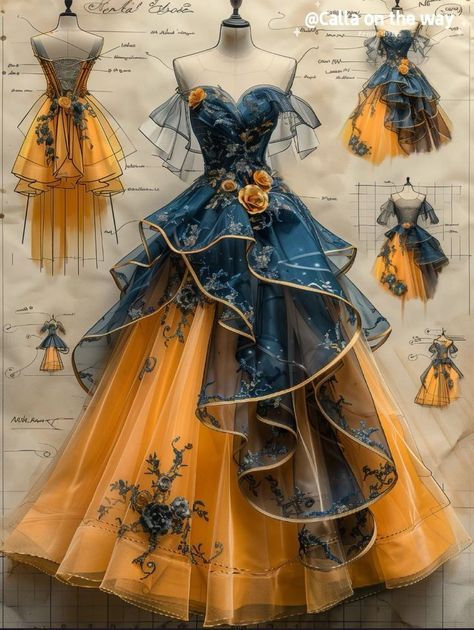 Fashion Drawing Dresses, Dress Design Sketches, Fashion Illustration Dresses, Fantasy Gowns, Fairytale Dress, Fantasy Dress, Fashion Inspiration Design, Fantasy Fashion, Ball Dresses