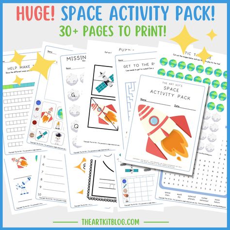 HUGE Space FREE Printable 30  Page Activity Pack for Kids Preschool Free Printables, Space Worksheets, Space Activities Preschool, Space Printables, Space Activity, Moon Coloring Pages, Free Preschool Printables, Space Activities, Fun Worksheets