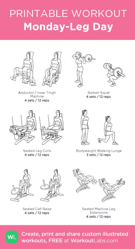 Monday-Leg Day – my custom workout created at WorkoutLabs.com • Click through to download as printable PDF! #customworkout Total Leg Workout Gym, Monday Gym Workout For Women, Ultimate Leg Workout, Monday Leg Day Workout, Printable Workouts For Gym, Workout Labs Printable, Workoutlabs Printable, Total Leg Workout, Gym Printables