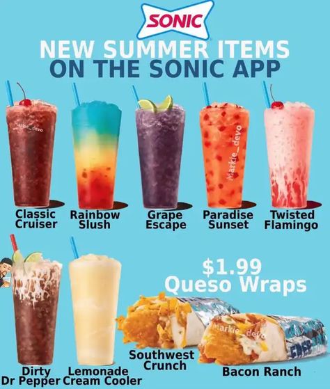 Sonic Secret Drink Menu 🥤 | Gallery posted by Tessa ✨ | Lemon8 Sonic Food, Sonic Menu, Sonic Drinks, Starbucks Drink Ideas, Alcohol Food, Ice Cream Menu, Summertime Drinks, Cherry Limeade, Gluten Free Menu