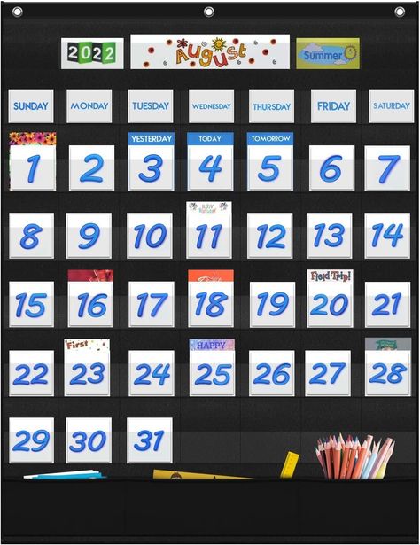 Amazon.com: Eamay Classroom Monthly Calendar Pocket Chart with 45 Pocket, 3 Storage Pockets for Easy Wall or Stand Chart (BLACK) : Office Products Pocket Chart Stand, Chart For Classroom, Black Office, Morning Meeting, Pocket Chart, Yesterday And Today, Easy Wall, Monthly Calendar, Office Products