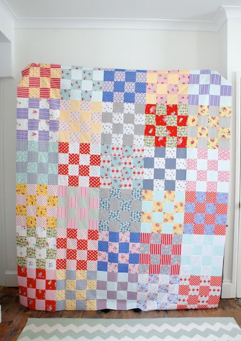 St Louis 16 Patch Quilt Top Quilted Rugs, Artistic Quilts, 16 Patch Quilt, Postage Stamp Quilt, 9 Patch Quilt, Nine Patch Quilt, Homemade Quilts, Quilts Decor, Lap Quilts