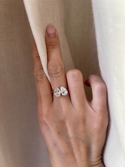 Lab Diamond Moi Et Toi Ring – Rose & Choc Pear And Oval Engagement Rings, Bridal Era, Busy Girl, Trilogy Engagement Ring, Oval Cut Ring, Cute Engagement Rings, Future Engagement Rings, Ruby Birthstone, Gold Bride Jewelry