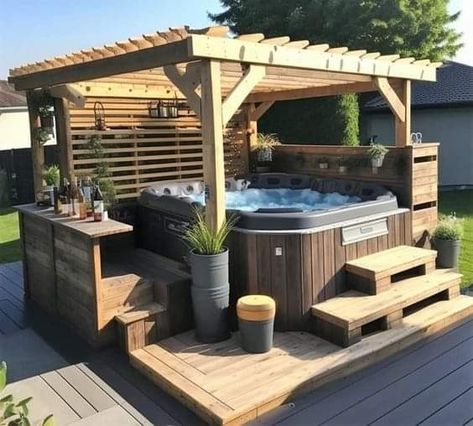 Whirpool Outdoor, Greece Living, Anne Lauer, Hot Tub Privacy, Hot Tub Pergola, Backyard Spa, Hot Tub Landscaping, Hot Tub Surround, Hot Tub Patio