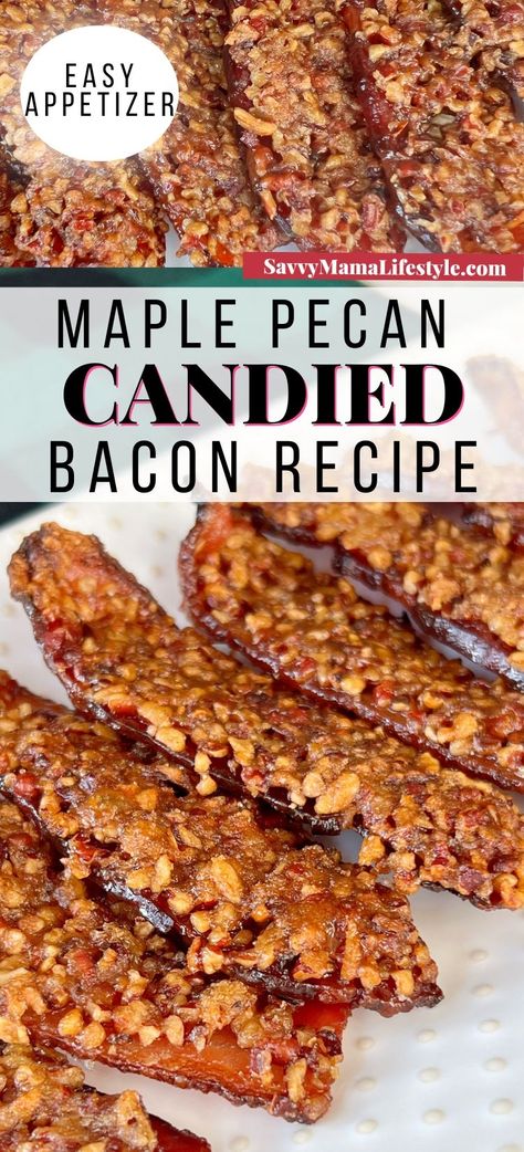 Pecan Candied Bacon Bacon Brittle Recipe, Candied Bacon Recipe, Peanut Brittle Recipe, Caramelized Bacon, Brittle Recipes, Bacon Recipe, Candied Bacon, Maple Pecan, Maple Bacon