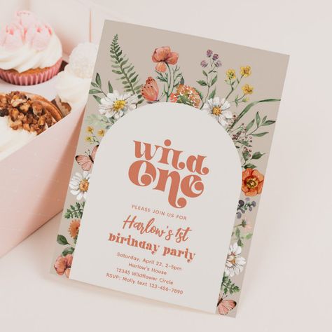 Wildflower Birthday Invitation | Wildflower First - tap, personalize, buy right now!  #wildflower #invitation, #wild #one #birthday Wildflower Birthday Party, Flower Birthday Invitations, Wildflower Party, Unique Birthday Invitations, Wildflower Birthday, Wildflower Invitation, Birthday Party Design, 1st Birthday Invitations, First Birthday Invitations