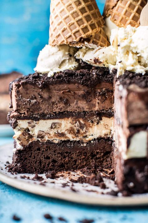 Half Baked Ice Cream, Baked Ice Cream, Chocolate Fudge Ice Cream, Fudge Ice Cream Cake, Fudge Ice Cream, Ice Cream Cake Recipe, Half Baked, Fudge Cake, Half Baked Harvest