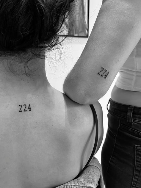 Matching Tattoos With Your Sister, Matching Tats With Sister, 224 Matching Tattoo, Small Tattoo Ideas Best Friends, 2 Sisters Tattoo, Tiny Sister Tattoos For 2, Tattoos For Two People, Matching Tattoo Sisters, Matching Tattoos Quotes