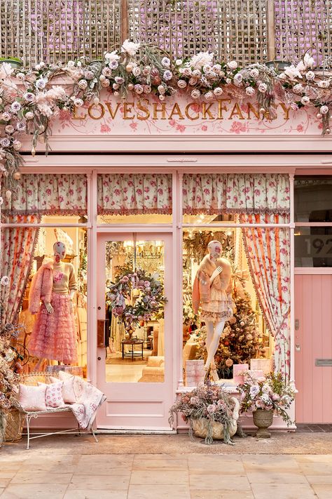 Bleecker Street, Love Shack Fancy, Boutique Interior, English House, Notting Hill, Store Front, Vintage Chandelier, English Countryside, Window Display