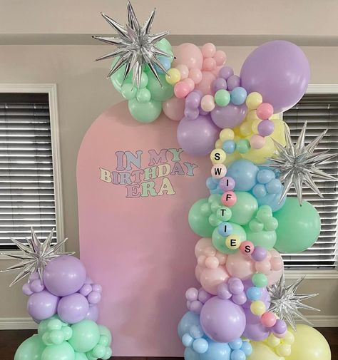 Taylor Swift Eras Balloon Arch, Taylor Swift Balloons, Taylor Swift Birthday Ideas, 16th Bday Ideas, Retreat Decor, Eras Party, Fairy Baby Showers, Taylor Swift Birthday Party Ideas, Balloons Art