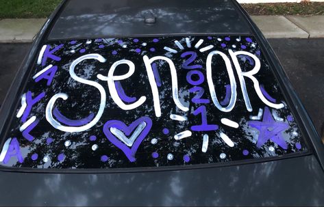 2021 senior year graduation car painting Grad Car Window Paint, Senior Car Decorating 2023, Senior Writing On Car Windows, Car Graduation Decorations, Car Chalk Window Ideas, Senior Car Paint Ideas 2020, Senior Box Ideas Painted, Car Window Paint Ideas, Senior Car Decorating Ideas 2020