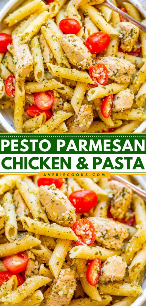 Pesto Parmesan Chicken, Pesto Chicken Penne, Vegetarian Quesadillas, Chicken Penne Pasta, Italian Chicken Pasta, Chicken And Pasta, Sauce Pesto, Homemade Tzatziki Sauce, Pasta Easy