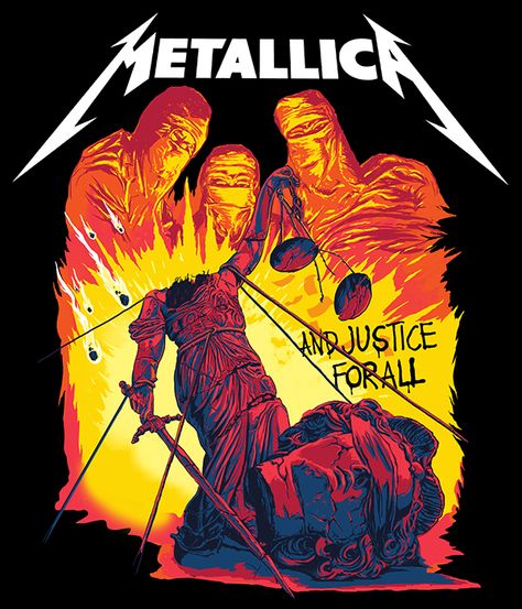 Heavy Metal Illustration, Metal Illustration, Goddess Of Justice, Metallica Art, Rock Poster Art, Cliff Burton, Rock N Roll Art, Rock Band Posters, Heavy Metal Art