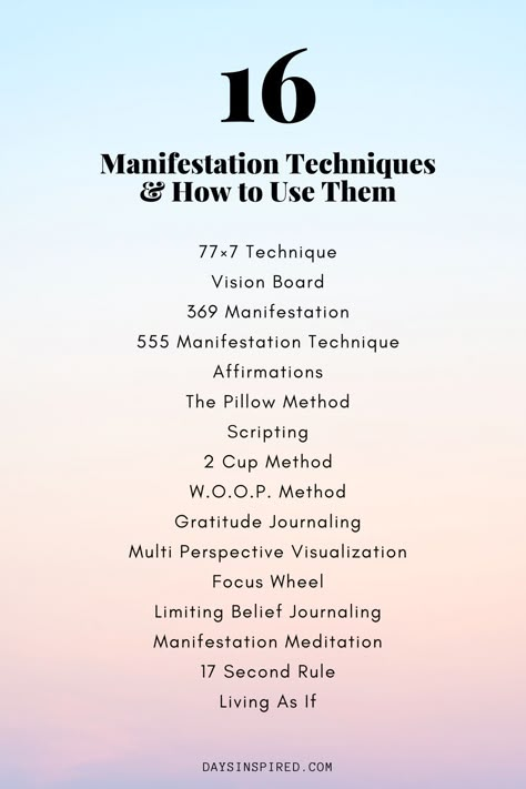 Manifestation Techniques, How To Use, The Top