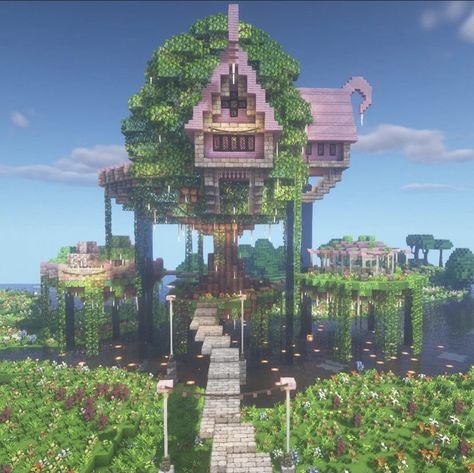 Minecraft Fairy Builds, Villa Minecraft, Cute Minecraft, Case Minecraft, Minecraft Garden, Houses Minecraft, Rumah Minecraft Sederhana, Minecraft Mansion, Minecraft Structures