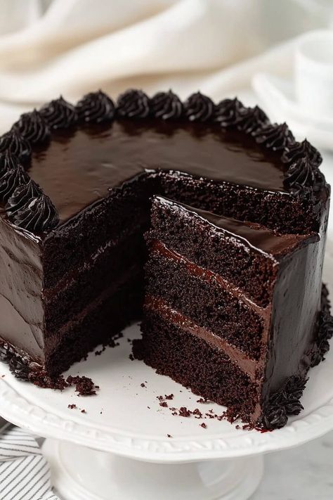 Black Velvet Cake Stay At Home Chef Chocolate Cake, Brick Street Chocolate Cake Recipe, Luxurious Black Velvet Cake, Hersheys Black Magic Cake Recipe, Easy Rich Chocolate Cake, Diy Birthday Cake Chocolate, Chocolate Tower Cake, Black Chocolate Cake Recipe, Italian Chocolate Ricotta Cake