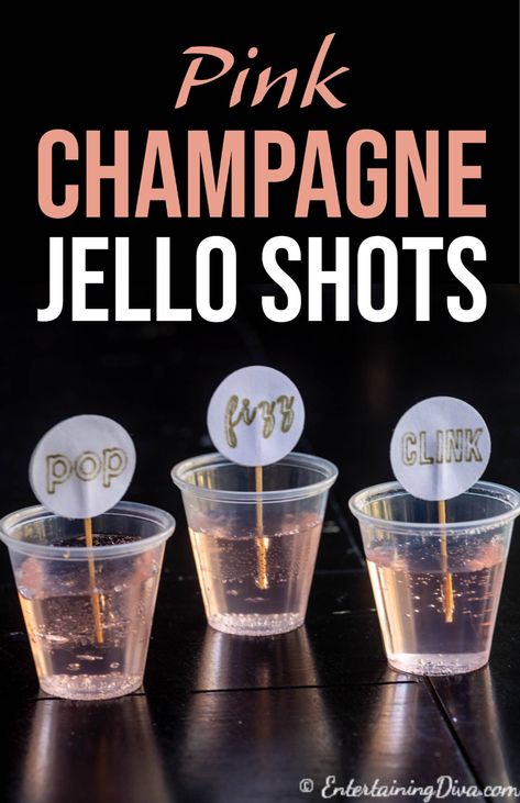 This pink champagne jello shots recipe is flavored with white cranberry strawberry juice which tastes great with sparkling wine. It's perfect for a New Year's Eve party, Valentine's Day or even a wedding. #entertainingdiva #jelloshots #champagne #cocktails #partyideas Champagne Jello Shots Recipe, Champagne Jello, Champagne Jelly, Best Jello Shots, Champagne Jello Shots, Jello Shots Recipe, Jello Shots Vodka, Jello Shot Cups, Halloween Jello Shots