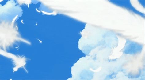 Anime Wings Gif, Anime Sky Gif, Clouds Gif, Cloud Gif, Wings Gif, Anime Wings, Birds Gif, Calm Sky, Gifs Anime