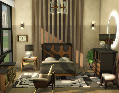 Sims 4 Bedroom Ideas, Sims 4 Penthouse, Living Room Sims 4, House Flipper, San Myshuno, Sims Houses, Sims Builds, Sims 4 Bedroom, Sims 4 House Plans