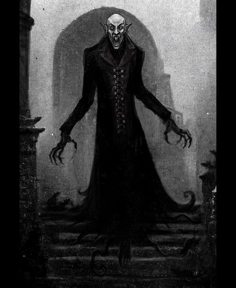 Artwork by Greg luzniak Nosferatu Drawing, Digital Art Sketches, Artist Digital Art, Concept Painting, Dracula Art, The Long Halloween, Strange Beasts, Mythical Monsters, Macabre Art