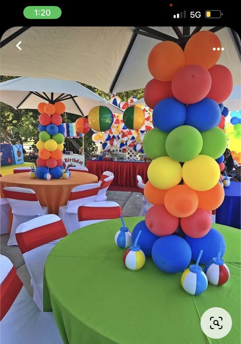 Surf Birthday Party Ideas, Water Birthday Parties, Beach Ball Birthday, Beach Theme Birthday, Beach Ball Party, Surf Birthday Party, Water Birthday, Surf Birthday, Pool Party Themes