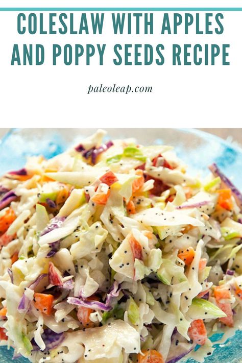 Poppyseed Coleslaw Recipe, Cole Slaw Recipe Vinegar, Coleslaw With Poppy Seed Dressing, Poppy Seed Coleslaw Recipe, Apple Poppyseed Coleslaw, Green Apple Coleslaw Recipe, Coleslaw With Apples Recipe, Apple Slaw No Mayo, Coleslaw With Apples