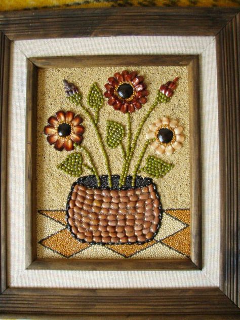 Seed Crafts For Kids, Seed Craft, Seed Art, Easy Halloween Crafts, Flower Diy Crafts, Button Art, Fruit Art, Nature Crafts, Shell Crafts