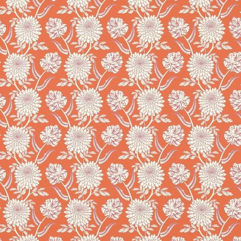 Laura Ashley: Hortense Zinnia Wallpaper Purple Decor, Orange Walls, Aura Colors, Orange Wallpaper, Coral Peach, Childrens Room Decor, Made To Measure Curtains, Laura Ashley, Of Wallpaper