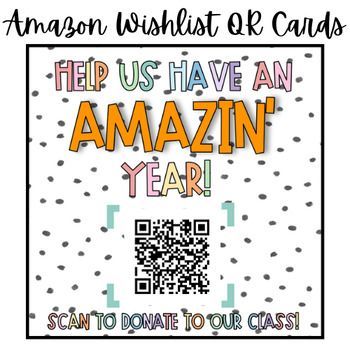 This QR code card makes it easy to share your Amazon wishlist with friends and family. Simply scan the code with their phone, and they'll be able to see all of the items you're hoping to receive. The card is also printed on durable, spot-UV coated cardstock, so it's sure to Back To School Night Donations, Back To School Night Ideas For Teachers, Back To School Night Ideas, Donation Quotes, School Council, Teacher Goals, Teacher Wish List, Meet The Teacher Night, Teacher Back To School