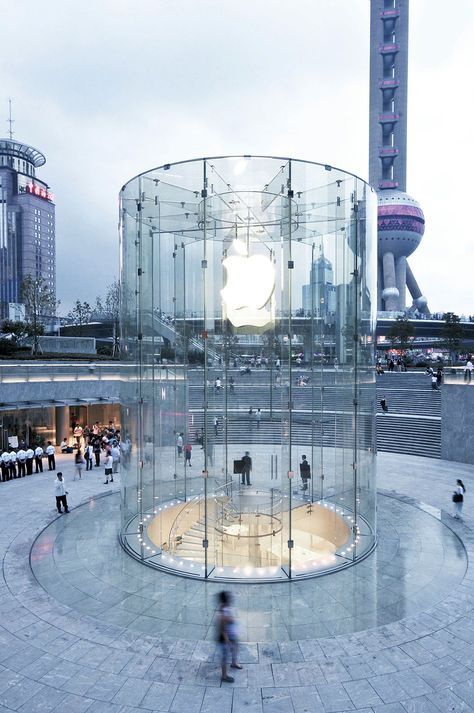 James O’Callaghan, engineer behind Apple's most daring glass structures, honored with 2019 Gold Medal from Institution of Structural Engineers Apple Store Design, Apple Building, Glass Elevator, Glass Structure, Building Facade, Shanghai China, Apple Store, Design Aesthetic, Structural Engineering