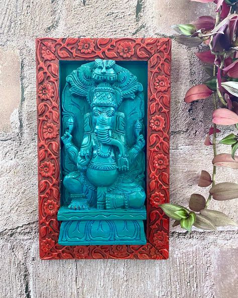 God Of Wisdom, Antique Wall Decor, Vintage Sculpture, Lord Ganesha, Vintage Home, Ganesha, Vintage Home Decor, Decor Wall, Wooden Frames