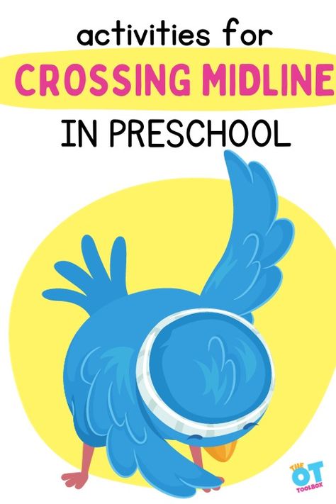 Crossing the Midline Activities for Preschoolers highlights games and activities for children age three to five to cross midline through play Crossing Midline Activities, Crossing The Midline, Brain Gym For Kids, Occupational Therapy Kids, Preschool Fine Motor Activities, Circle Time Activities, Self Help Skills, Fine Motor Activities For Kids, Pre Writing Activities