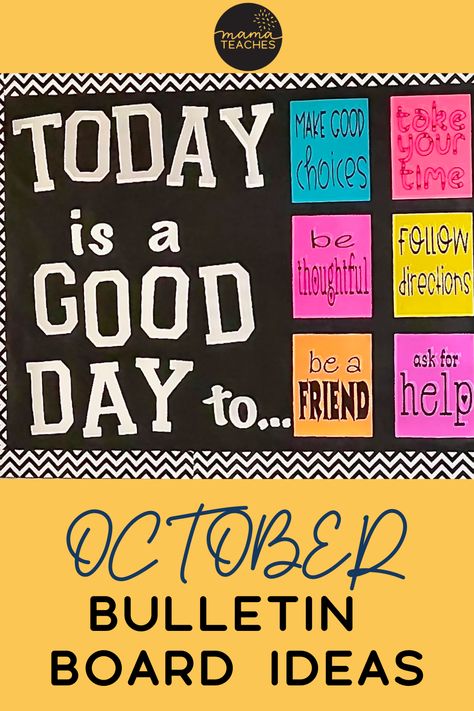 October Bulletin Board Ideas - Mama Teaches Bulletin Board Ideas For Work Offices, October Bulletin Board Ideas, Ela Bulletin Boards, October Bulletin Board, Writing Bulletin Boards, Bulletin Board Tree, October Bulletin Boards, October Math, Overused Words