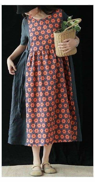 Mode Batik, Linen Dress Pattern, Dress Patterns Free, Cotton Linen Dresses, Vestidos Vintage, Patchwork Dress, Refashion Clothes, Fashion Design Clothes, Green Print